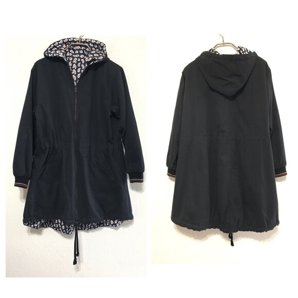 Paul & Joe Sister Reversible Hooded Jacket Zip Up Black Womens 38 - Picture 2 of 16